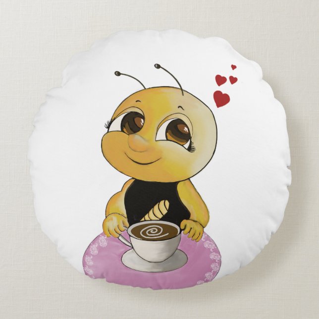 Cute Bee Round Cushion (Front)