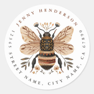 Cute Bee Round Stickers