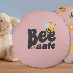 Cute Bee safe Cute  Round Cushion