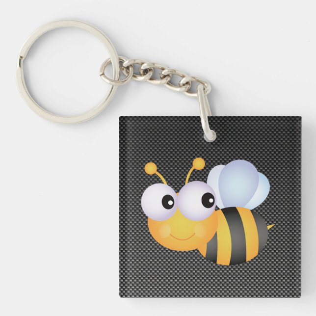 Cute Bee; Sleek Key Ring (Front)