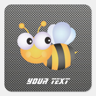 Cute Bee; Sleek Square Sticker