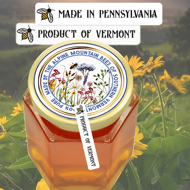 Cute Bee STATE or COUNTRY Honey Lid Security Label (Creator Uploaded)
