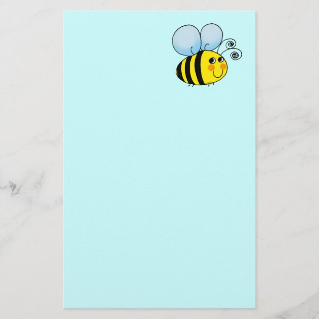 Cute Bee Stationery Paper – Hand Drawn Style (Front)