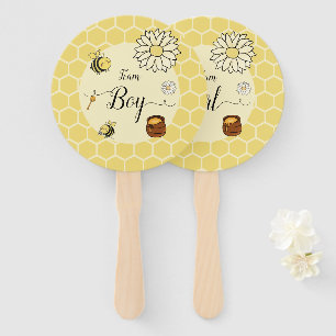 Cute Bee & Sweet Honey Baby Shower Gender Reveal Hand Fan