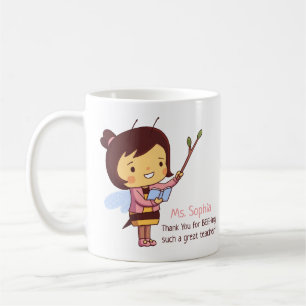 Cute Bee Teacher Thank You Personalised Coffee Mug