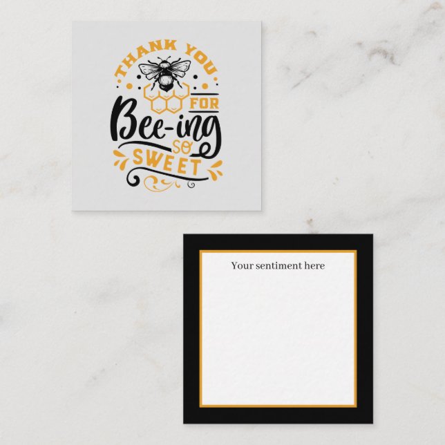 cute bee Thank you add sentiment Card (Front/Back)