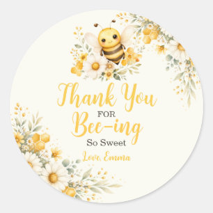Cute Bee Thank You Classic Round Sticker