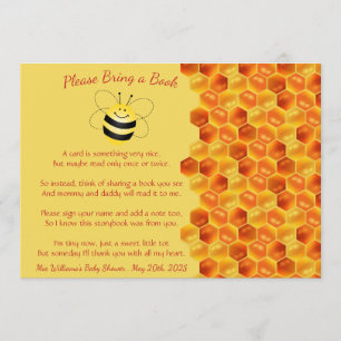 Cute Bee Themed Baby Shower Bring a Book Invitation