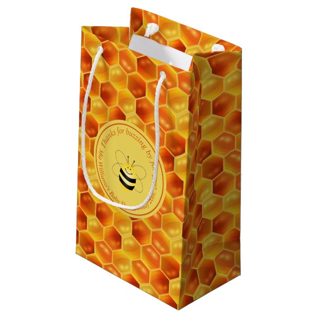 Cute Bee Themed Baby Shower favour Small Gift Bag (Back Angled)