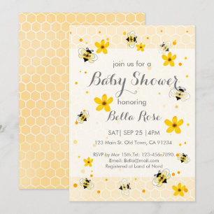 Cute Bee Themed Baby Shower Invitation