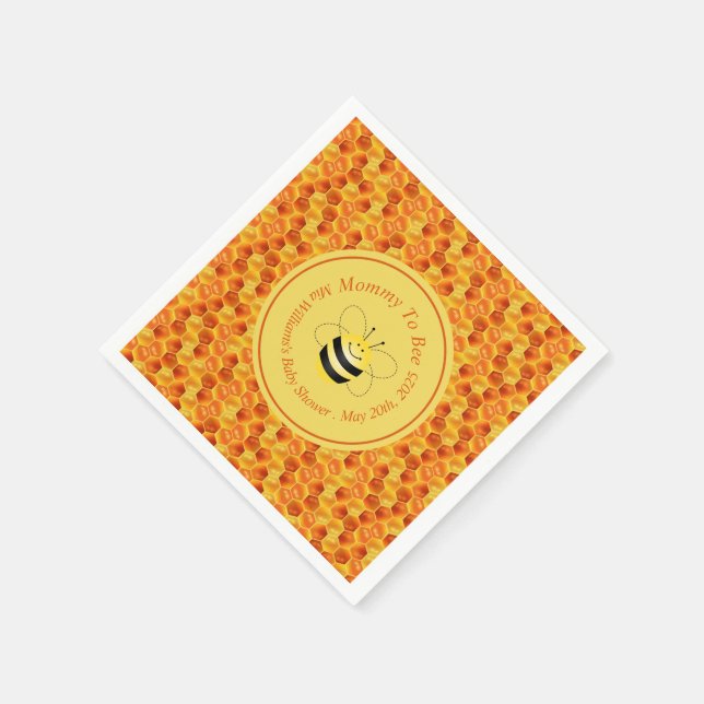 Cute Bee Themed Baby Shower Napkin (Corner)