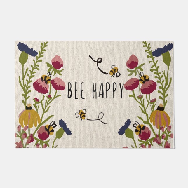 Cute Bee With Flower Rug , Nature Lover Gifts (Front)