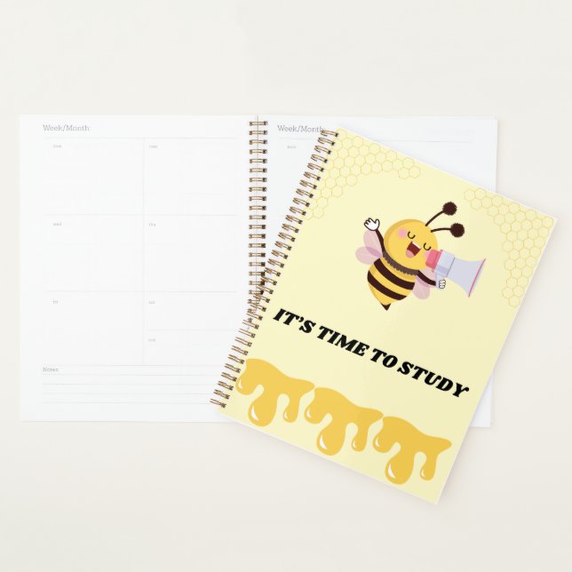 Cute Bee with Megaphone – Study Time Motivation Planner (Display)