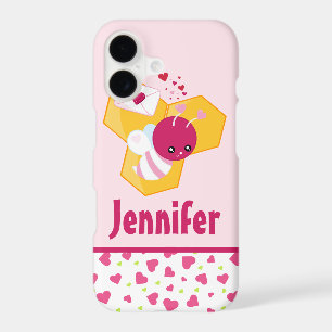 Cute Bee with Pink Valentine Hearts