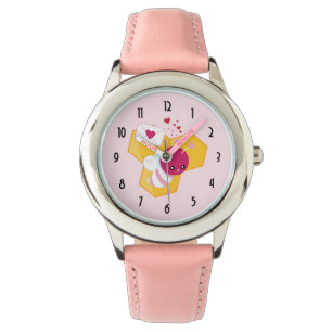 Cute Bee with Pink Valentine Hearts Watch