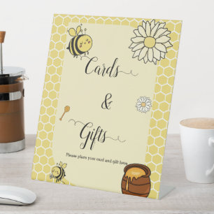Cute Bee with Sweet Honey Cards & Gifts Pedestal Sign