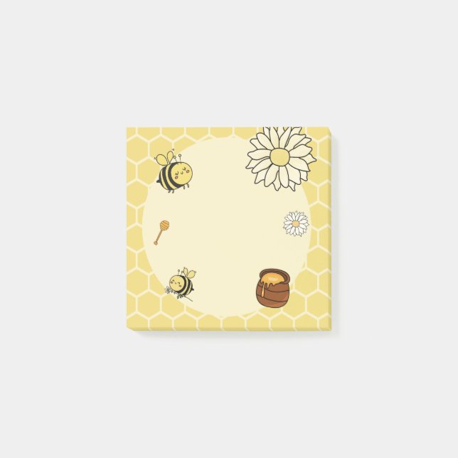 Cute Bee with Sweet Honey Post-It Notes (Front)