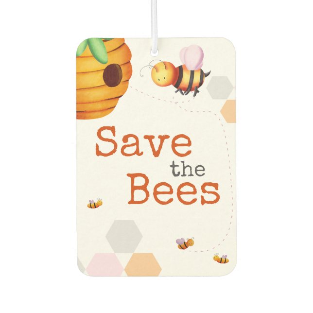 Cute Beehive Bee Car Air Freshener (Front)