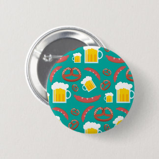 Cute Beer And Sausage Octoberfest Pattern 6 Cm Round Badge