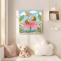 Cute Bees and Butterfly Dancing Crayon Drawing Kid