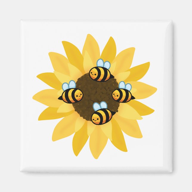 Cute Bee's and Flowers Magnet (Front)