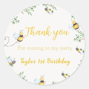 Cute Bees Bee Floral Birthday Classic Round Sticker