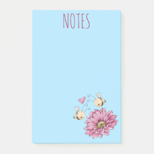 Cute Bees Flower Post-It Notes