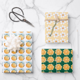 Cute bees wrapping paper. Gift wrapping. Paper Sheet