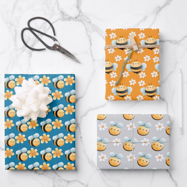 Cute bees wrapping paper. Gift wrapping.  Wrapping Wrapping Paper Sheet (Front)