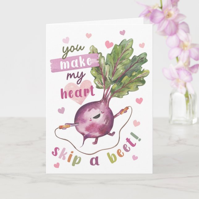 Cute Beet Valentine’s - My Heart Skip a Beet Card (Orchid)