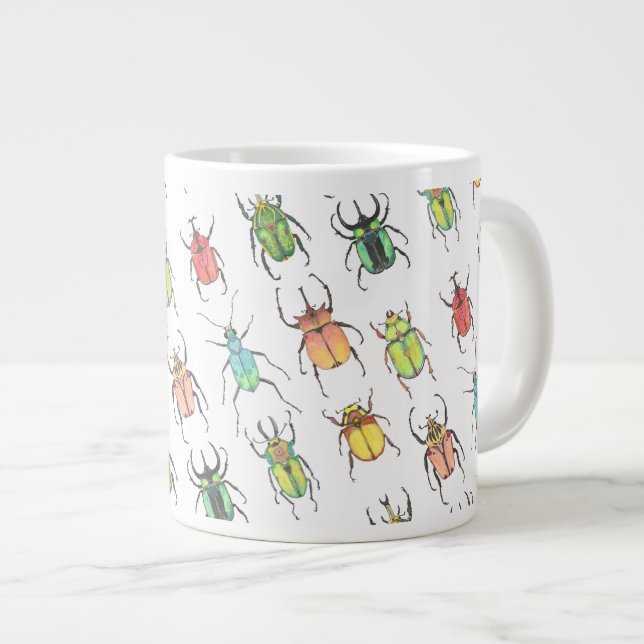 Cute Beetles Large Coffee Mug (Front Right)