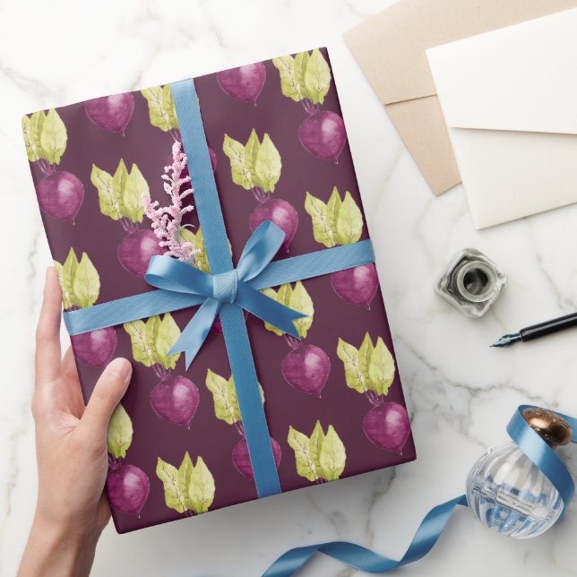 Cute Beetroot Watercolor Pattern Wrapping Paper (Gifting)
