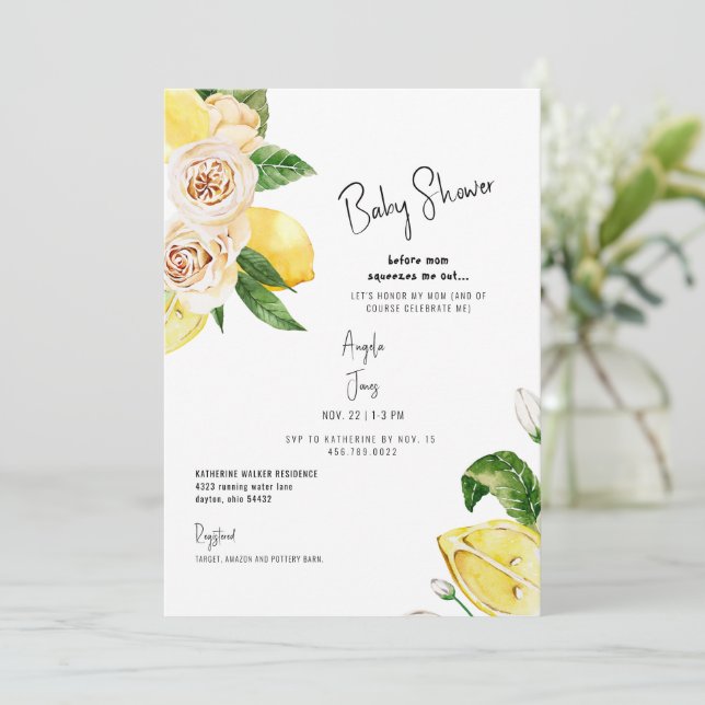 Cute Before Mum Squeezes Me Out Baby Shower  Invitation (Standing Front)