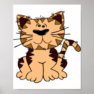 CUTE BEIGE AND BROWN big head CAT Poster