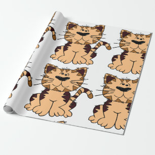CUTE BEIGE AND BROWN big head CAT Wrapping Paper