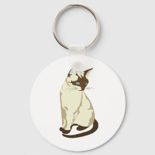 CUTE BEIGE AND BROWN CAT WITH BLUE EYES KEY RING