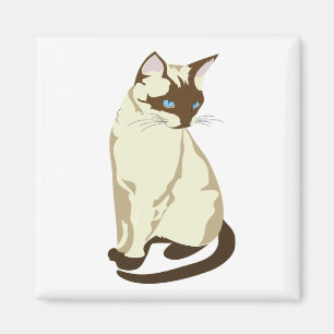 CUTE BEIGE AND BROWN CAT WITH BLUE EYES MAGNET