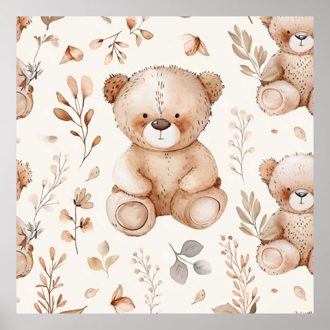 Cute Beige Baby Bear Poster (Front)