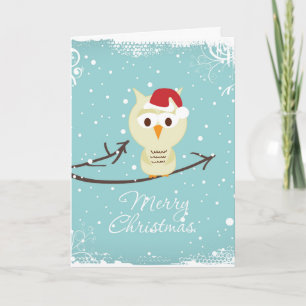 Cute Beige Bird On A Branch Holiday Card