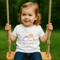 cute beige blue watercolor baby seals + unicorn
