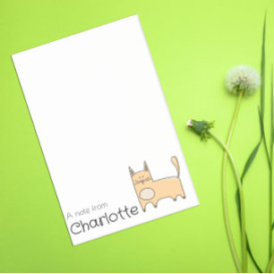 Cute beige cartoon cat name post-it notes