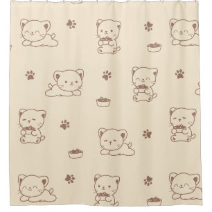 Cute Beige Cat Pattern (1) Shower Curtain