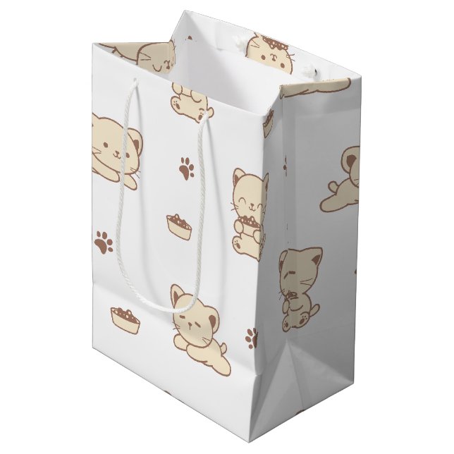 Cute Beige Cat Pattern (2) Medium Gift Bag (Front Angled)