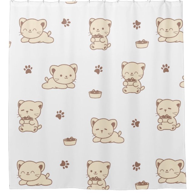 Cute Beige Cat Pattern (2) Shower Curtain (Front)