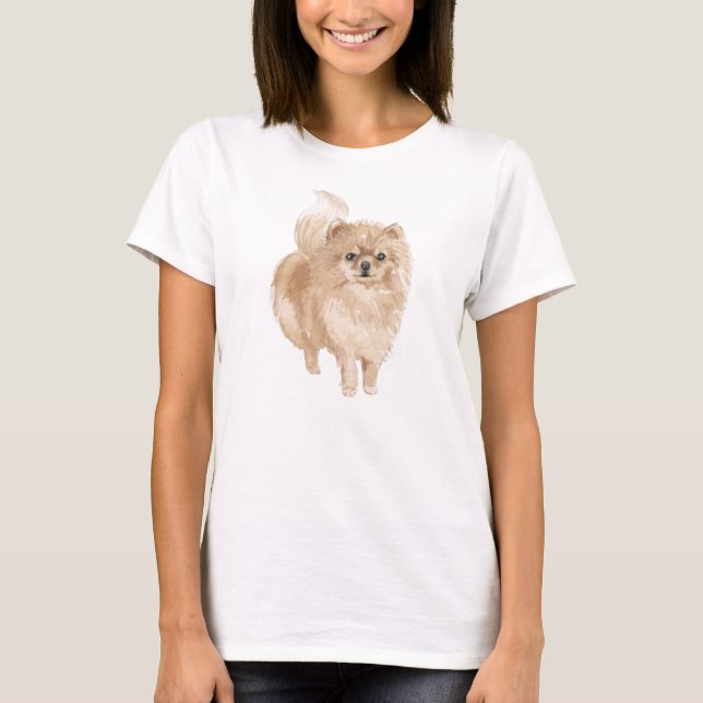 Cute beige colour Pomeranian  T-Shirt (Front)