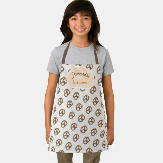 Cute Beige Hand-drawn Pretzel Pattern Apron