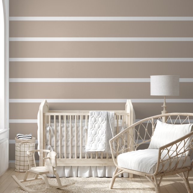 Cute Beige Horizontal Striped Pattern Wallpaper (Kids)