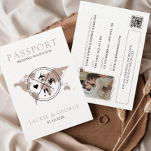 Cute Beige Passport Unique Destination Wedding
