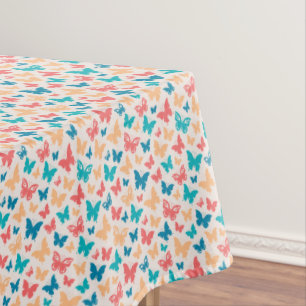 Cute beige pink turquoise contemporary butterfly tablecloth