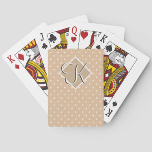 Cute Beige Polka Dots Feminine Girly Monogrammed Playing Cards